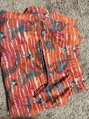 Disney Orange Mickey Mouse Tropical Swim Trunks